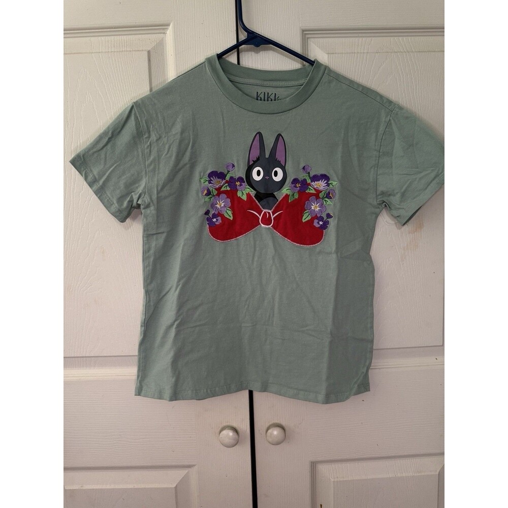 Studio Ghibli Kiki's Delivery Service Jiji & Kiki's Bow Floral T-Shirt Box lunch